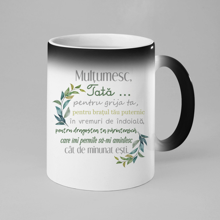 Mulțumesc, tată - cană magică cu imprimeu