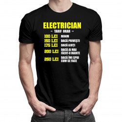 Electrician - tarif orar - tricou pentru bărbați