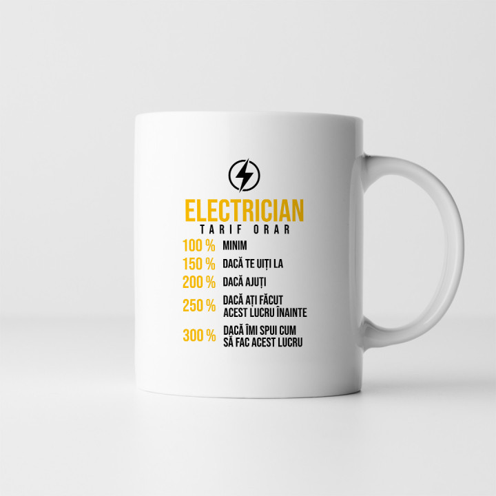 Electrician - tarif orar: 100% minim - cană