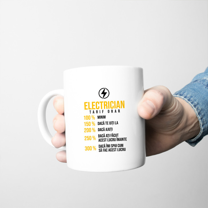 Electrician - tarif orar: 100% minim - cană