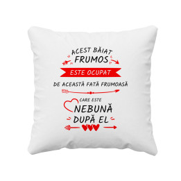 Acest băiat frumos este ocupat de această fată frumoasă, care este nebună după el - pernă