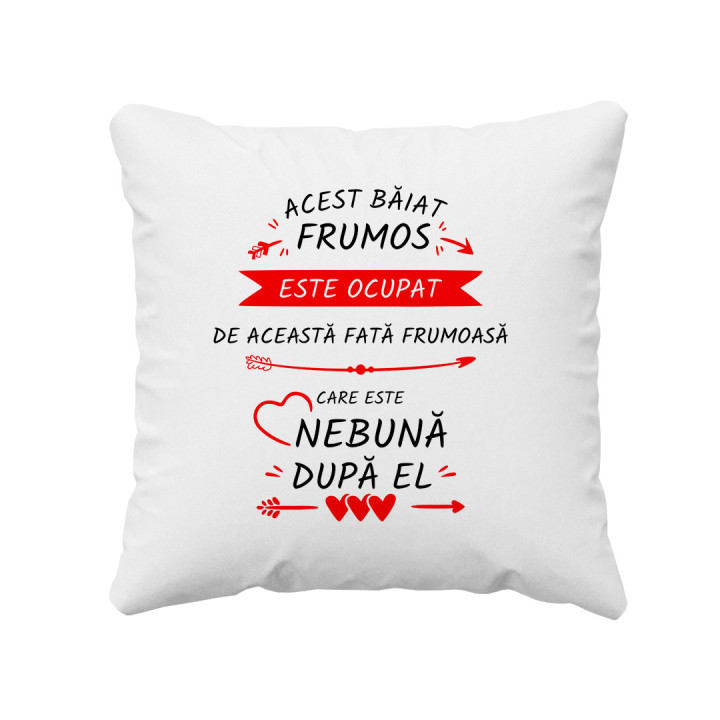 Acest băiat frumos este ocupat de această fată frumoasă, care este nebună după el - pernă