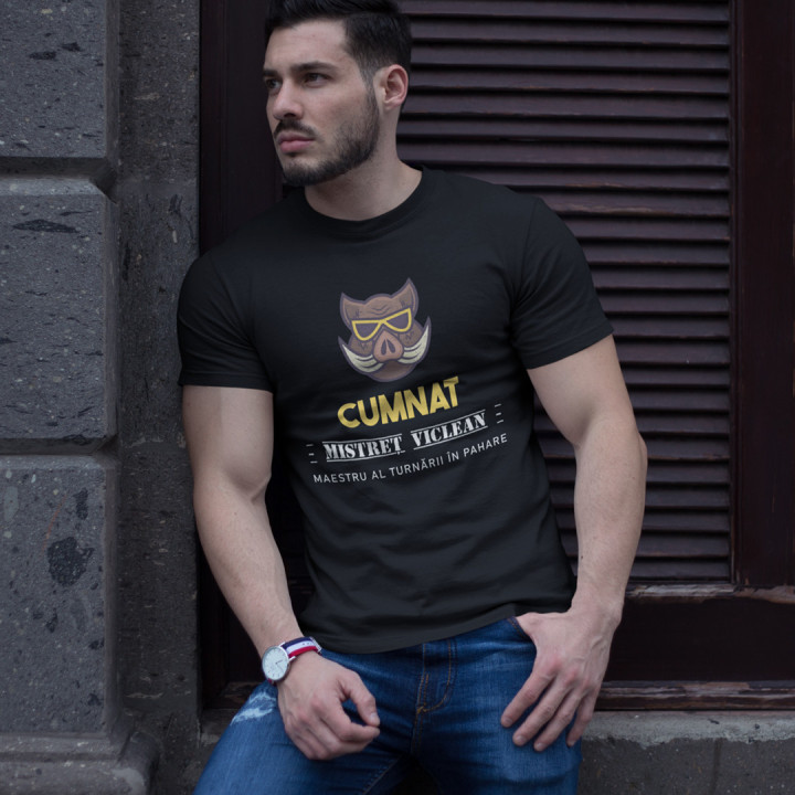 Cumnat - mistreț viclean - maestru al turnării în pahare - tricou pentru bărbați cu imprimeu