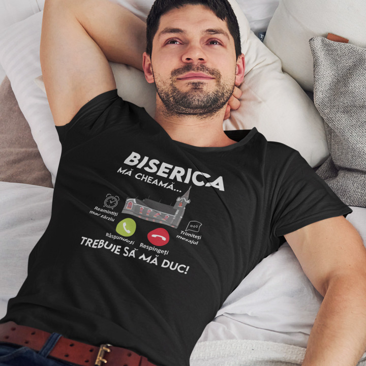 Biserica mă cheamă, trebuie să mă duc - tricou pentru bărbați cu imprimeu