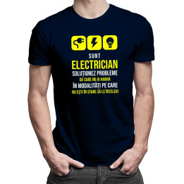 Sunt electrician - soluționez probleme - T-shirt pentru bărbați
