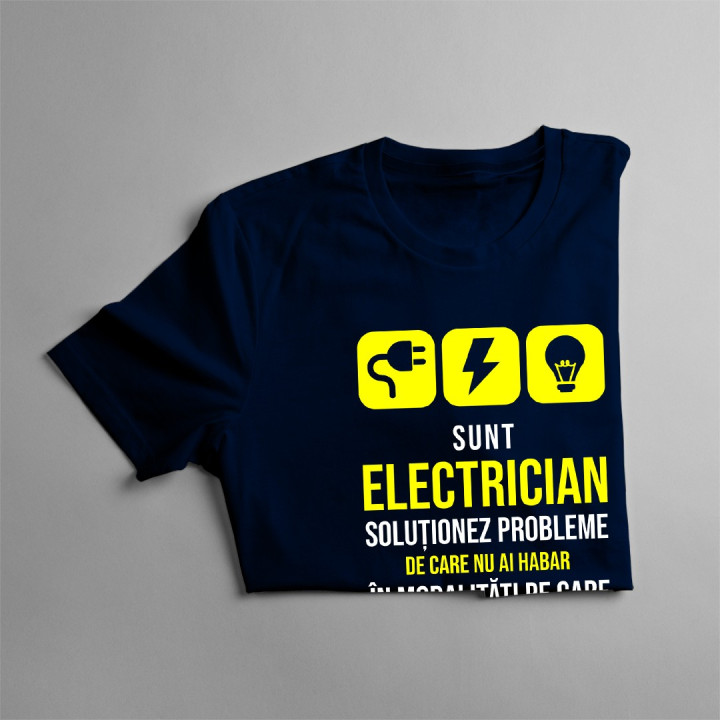 Sunt electrician - soluționez probleme - T-shirt pentru bărbați