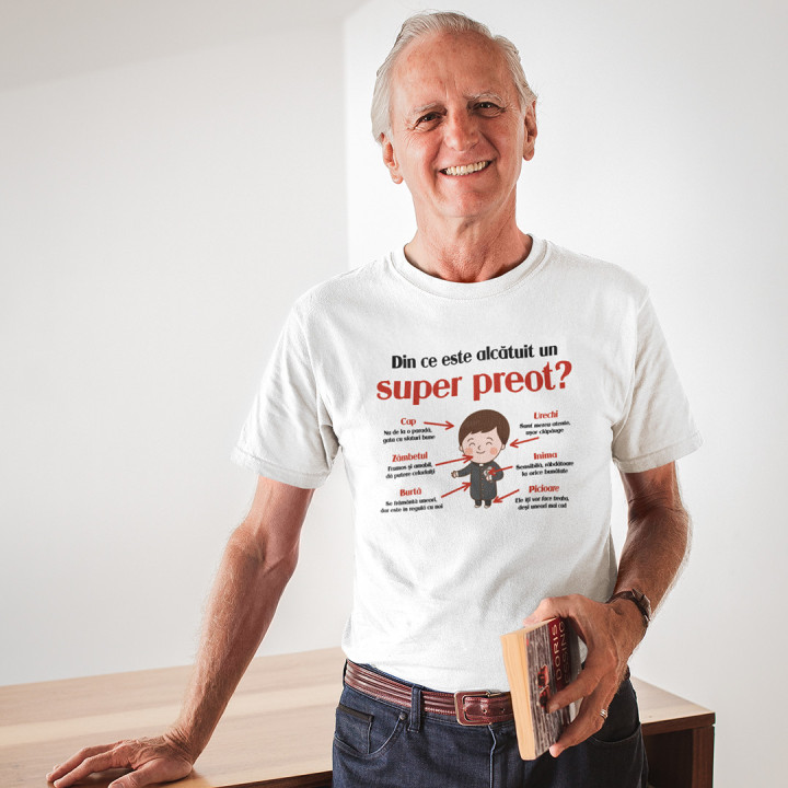 Din ce este alcătuit un super preot? -  tricou pentru bărbați cu imprimeu