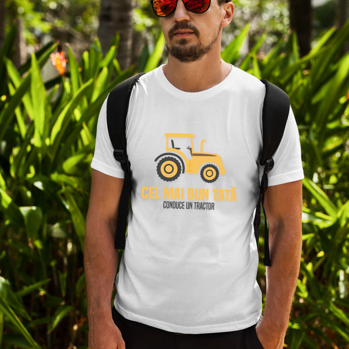 Cel mai bun tată conduce un tractor   -  tricou pentru bărbați cu imprimeu
