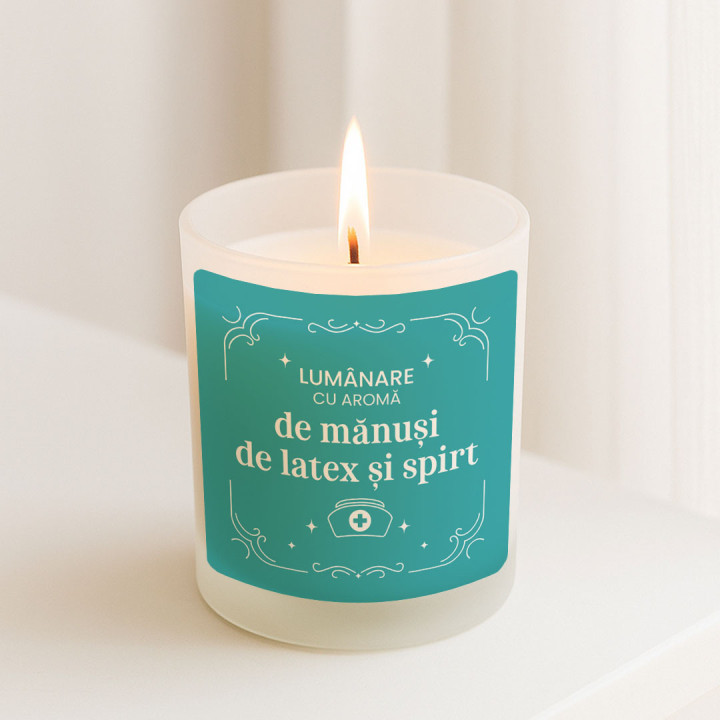Lumânare cu aromă de mănuși de latex și spirt - lumânare parfumată cadou