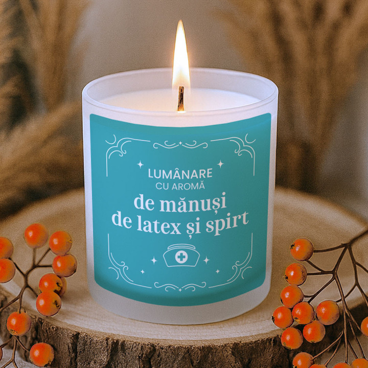 Lumânare cu aromă de mănuși de latex și spirt - lumânare parfumată cadou