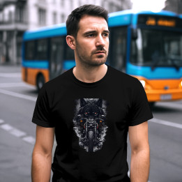 Motocicletă cu lup - tricou pentru bărbați cu imprimeu