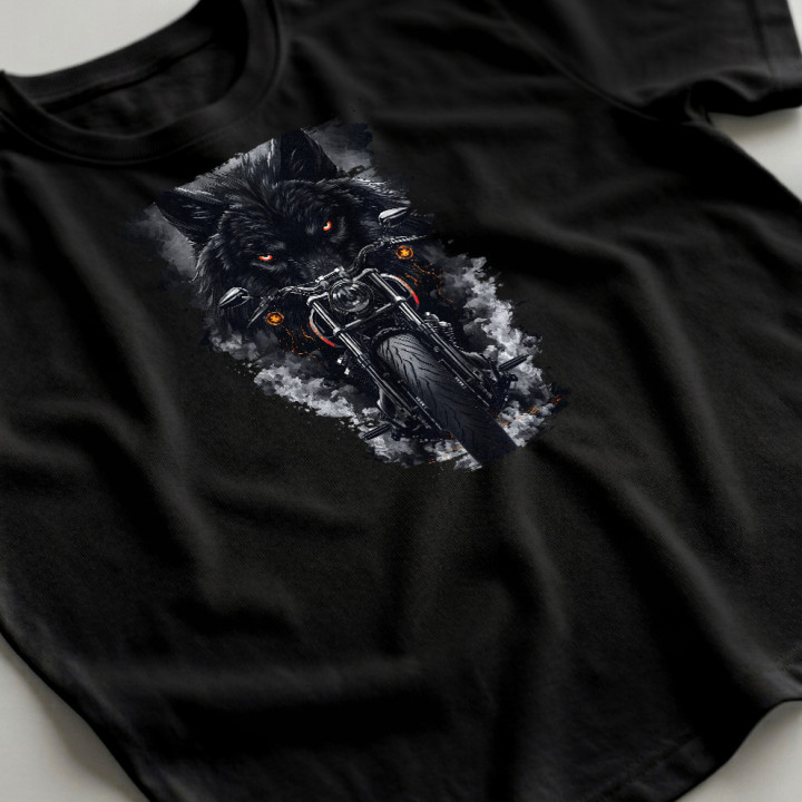 Motocicletă cu lup - tricou pentru bărbați cu imprimeu