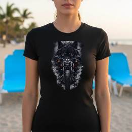 Motocicletă cu lup - tricou pentru femei cu imprimeu