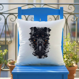 Motocicletă cu lup - pernă