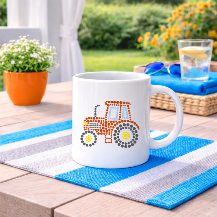 Tractor din puncte - ziua punctului - cană