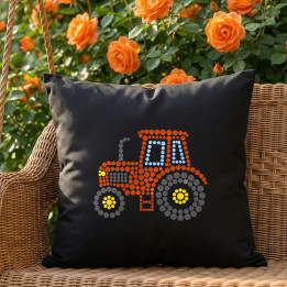 Tractor din puncte - ziua punctului - pernă neagră pentru cadou