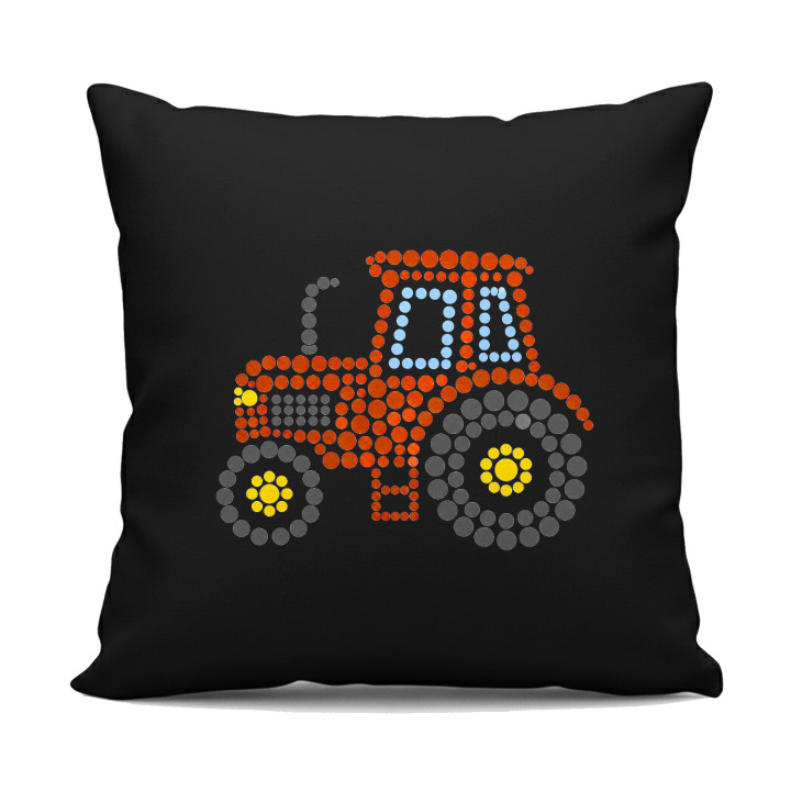 Tractor din puncte - ziua punctului - pernă neagră pentru cadou