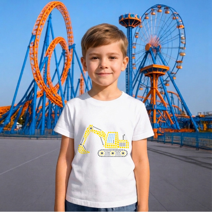 Excavator din puncte - ziua punctului - tricou pentru copii