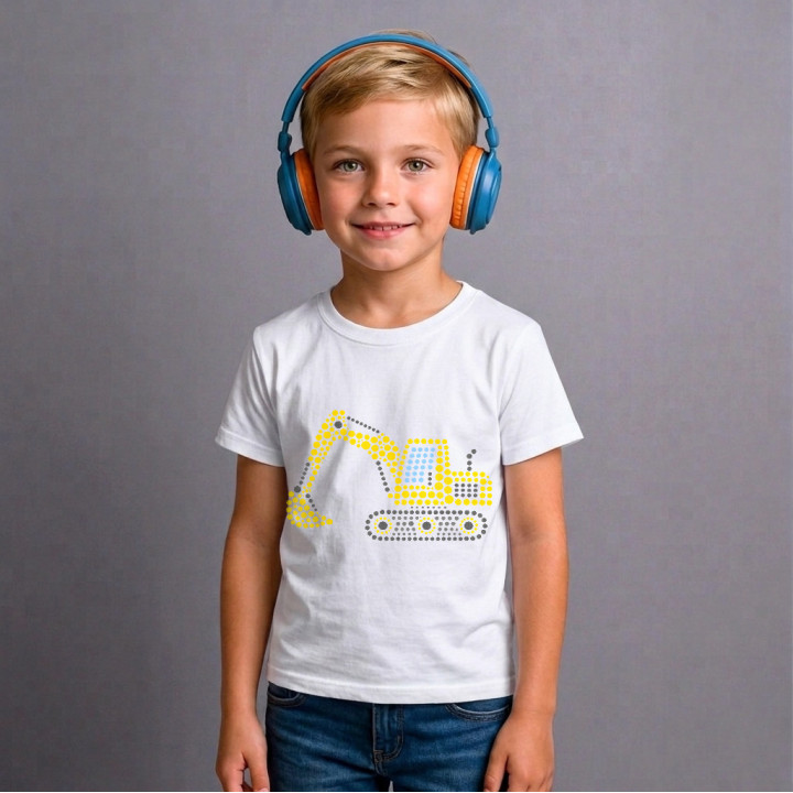 Excavator din puncte - ziua punctului - tricou pentru copii