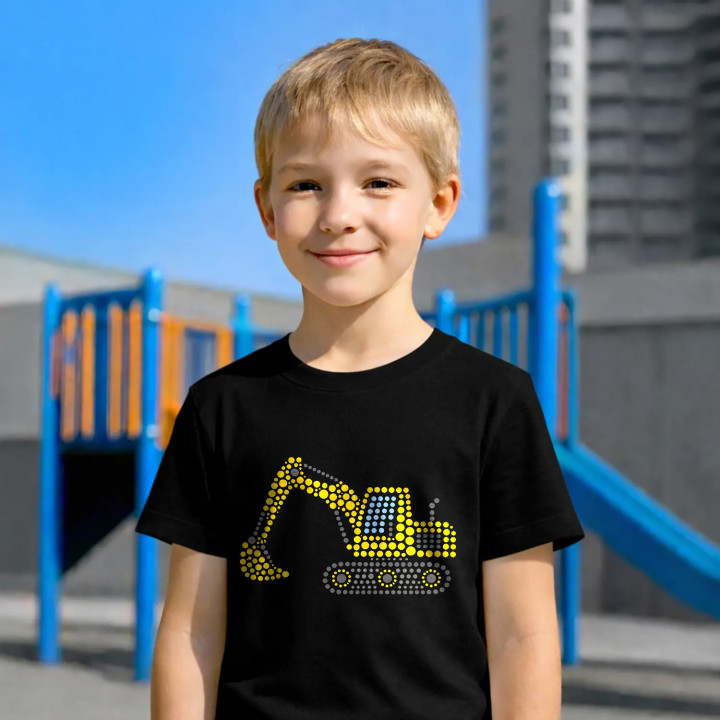 Excavator din puncte - ziua punctului - tricou pentru copii