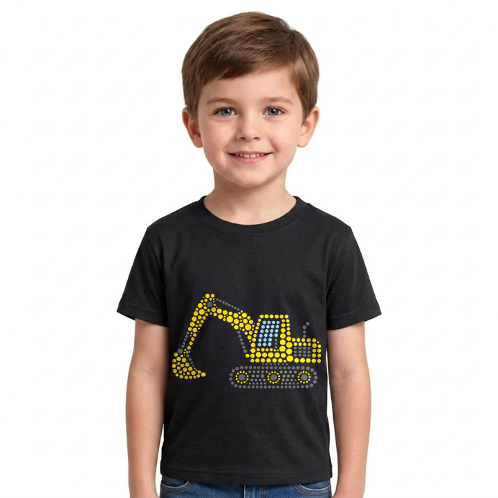 Excavator din puncte - ziua punctului - tricou pentru copii