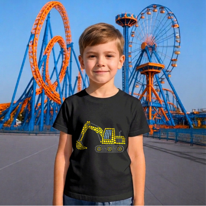 Excavator din puncte - ziua punctului - tricou pentru copii