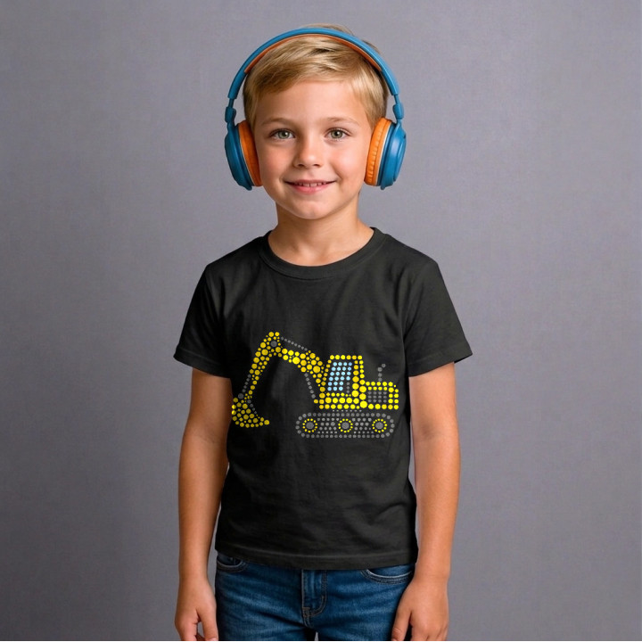 Excavator din puncte - ziua punctului - tricou pentru copii