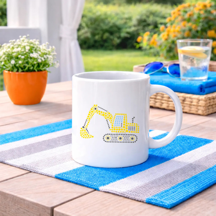 Excavator din puncte - ziua punctului - cană