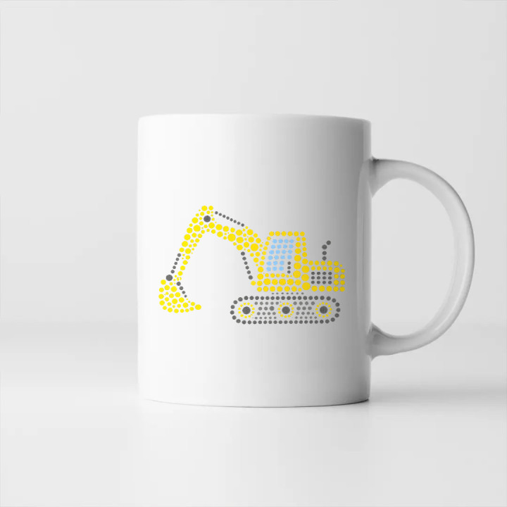 Excavator din puncte - ziua punctului - cană