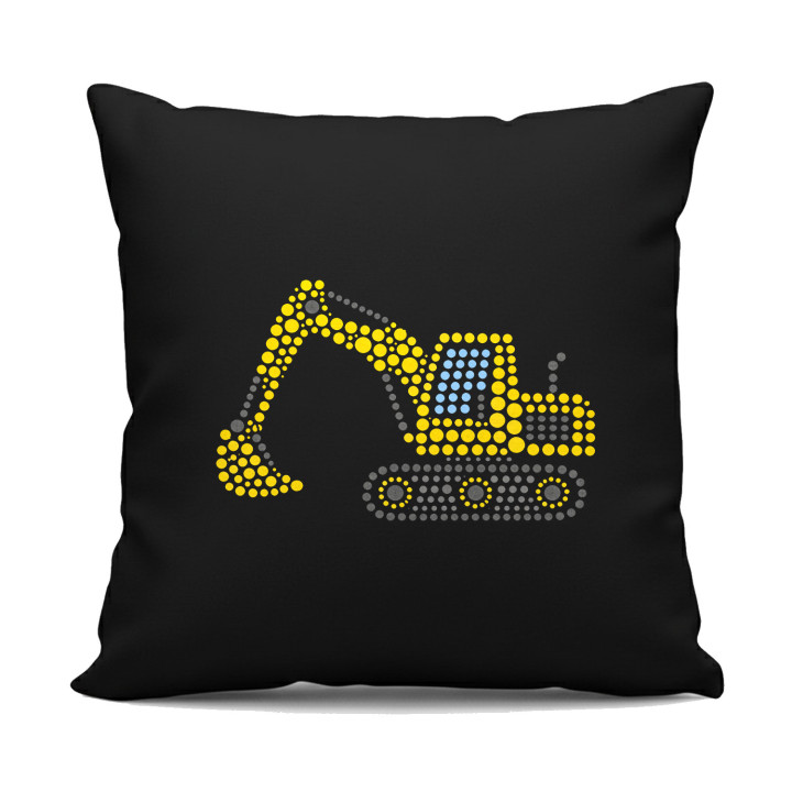 Excavator din puncte - ziua punctului - pernă neagră pentru cadou