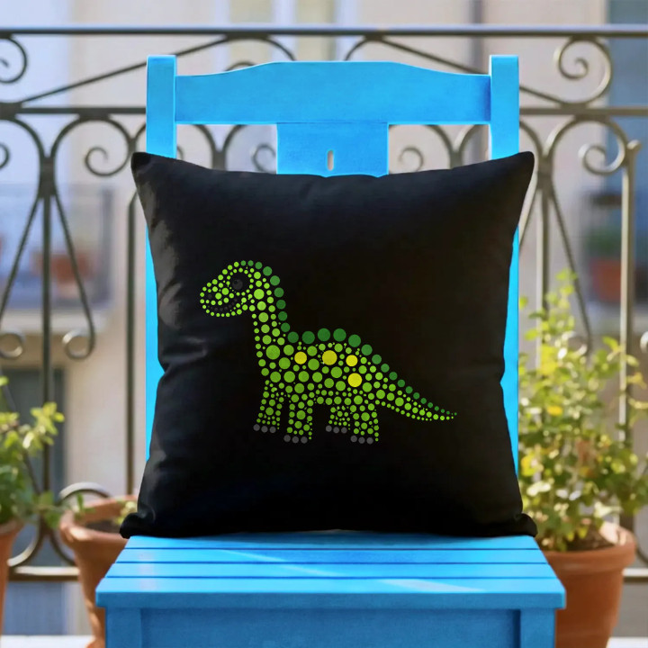 Dinozaur din puncte - ziua punctului - pernă neagră pentru cadou