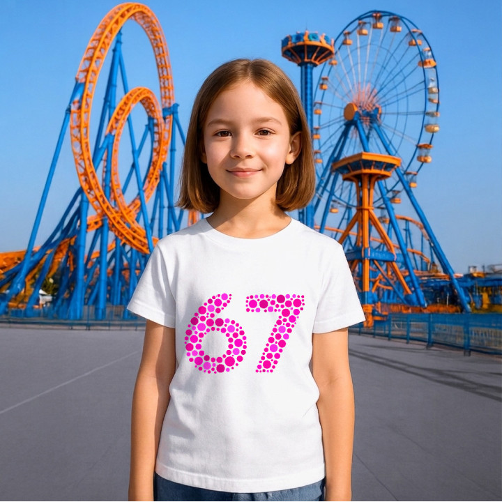 67 roz din puncte - ziua punctului - tricou pentru copii