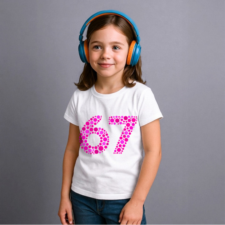 67 roz din puncte - ziua punctului - tricou pentru copii