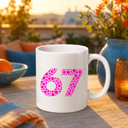 67 roz din puncte - ziua punctului - cană