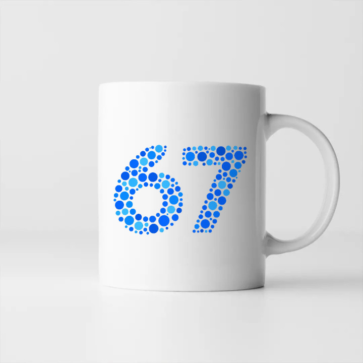 67 albastru din puncte - ziua punctului - cană