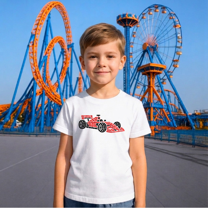 Mașină de curse din puncte - ziua punctului - tricou pentru copii