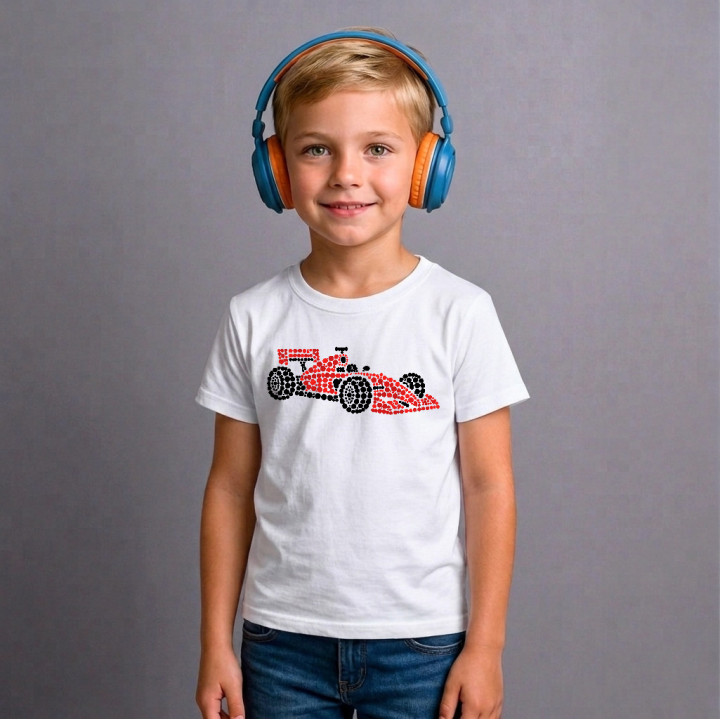 Mașină de curse din puncte - ziua punctului - tricou pentru copii