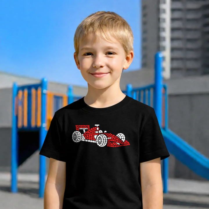 Mașină de curse din puncte - ziua punctului - tricou pentru copii
