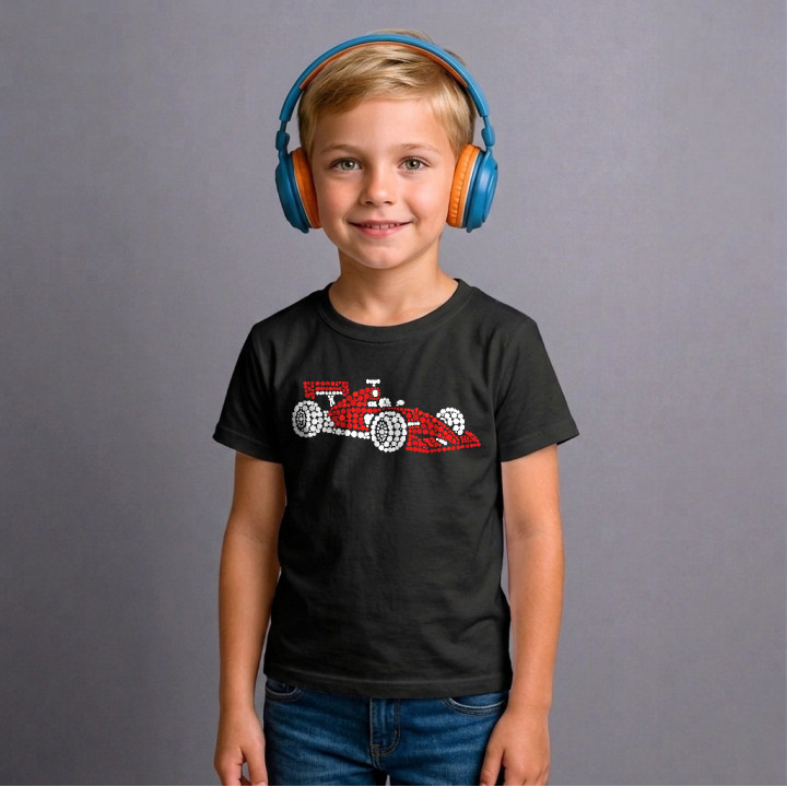 Mașină de curse din puncte - ziua punctului - tricou pentru copii