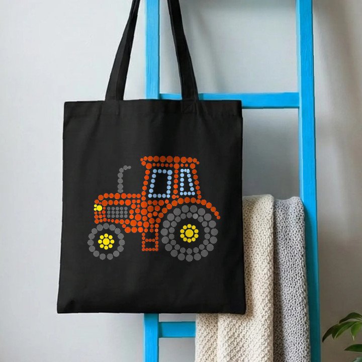 Tractor din puncte - ziua punctului - sacoșă de bumbac