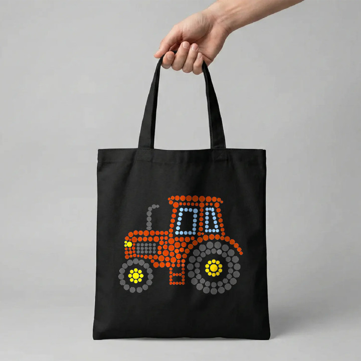 Tractor din puncte - ziua punctului - sacoșă de bumbac