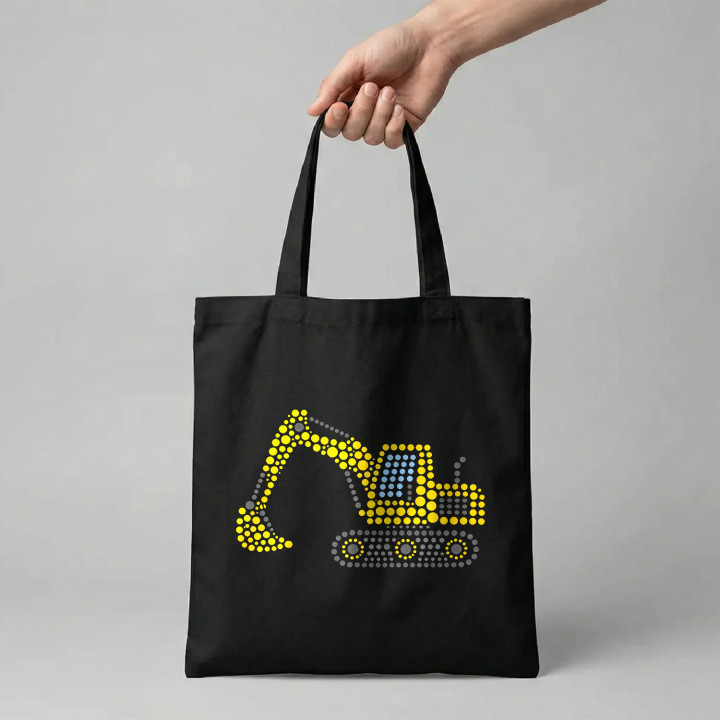 Excavator din puncte - ziua punctului - sacoșă de bumbac