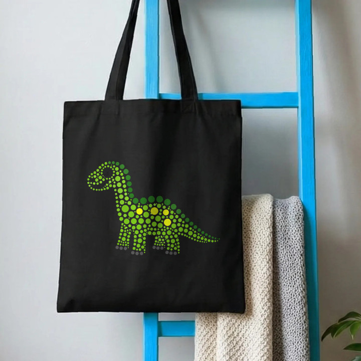 Dinozaur din puncte - ziua punctului - sacoșă de bumbac