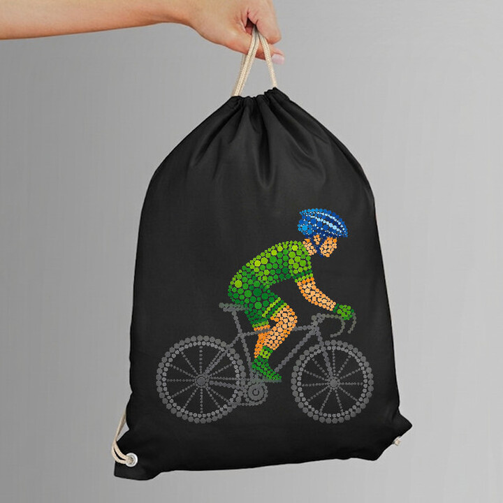 Ciclist din puncte - ziua punctului - sac cu șnur