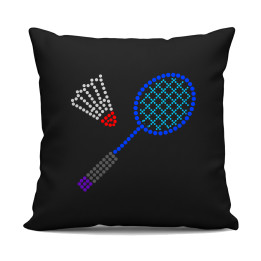 Badminton din puncte - ziua punctului - pernă neagră pentru cadou