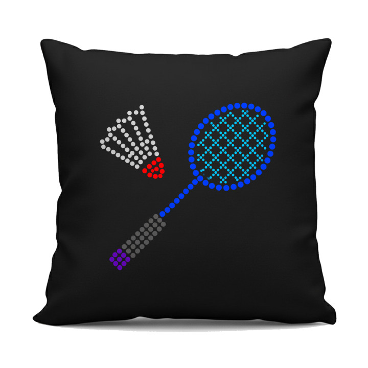 Badminton din puncte - ziua punctului - pernă neagră pentru cadou