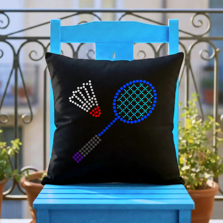 Badminton din puncte - ziua punctului - pernă neagră pentru cadou