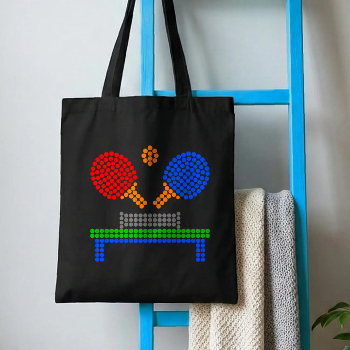 Tenis de masă din puncte - ziua punctului - sacoșă de bumbac