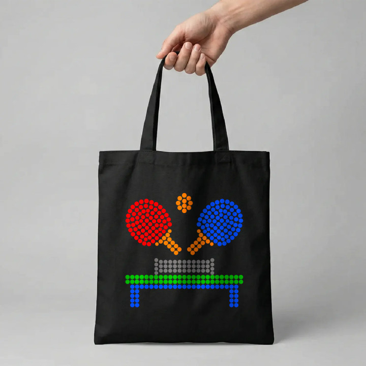 Tenis de masă din puncte - ziua punctului - sacoșă de bumbac