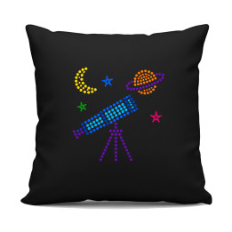 Telescop din puncte - ziua punctului - pernă neagră pentru cadou
